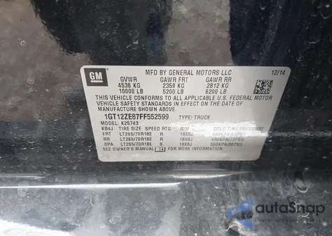 2015 GMC Sierra K2500 Slt from USA, damaged, VIN 1GT12ZE87FF552599